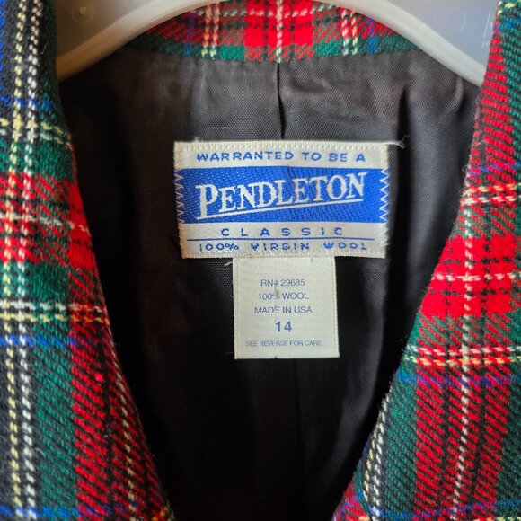 Vintage Pendleton Plaid Wool Blazer, EUC, Size 14, Red Black Green Blue - Picture 5 of 9